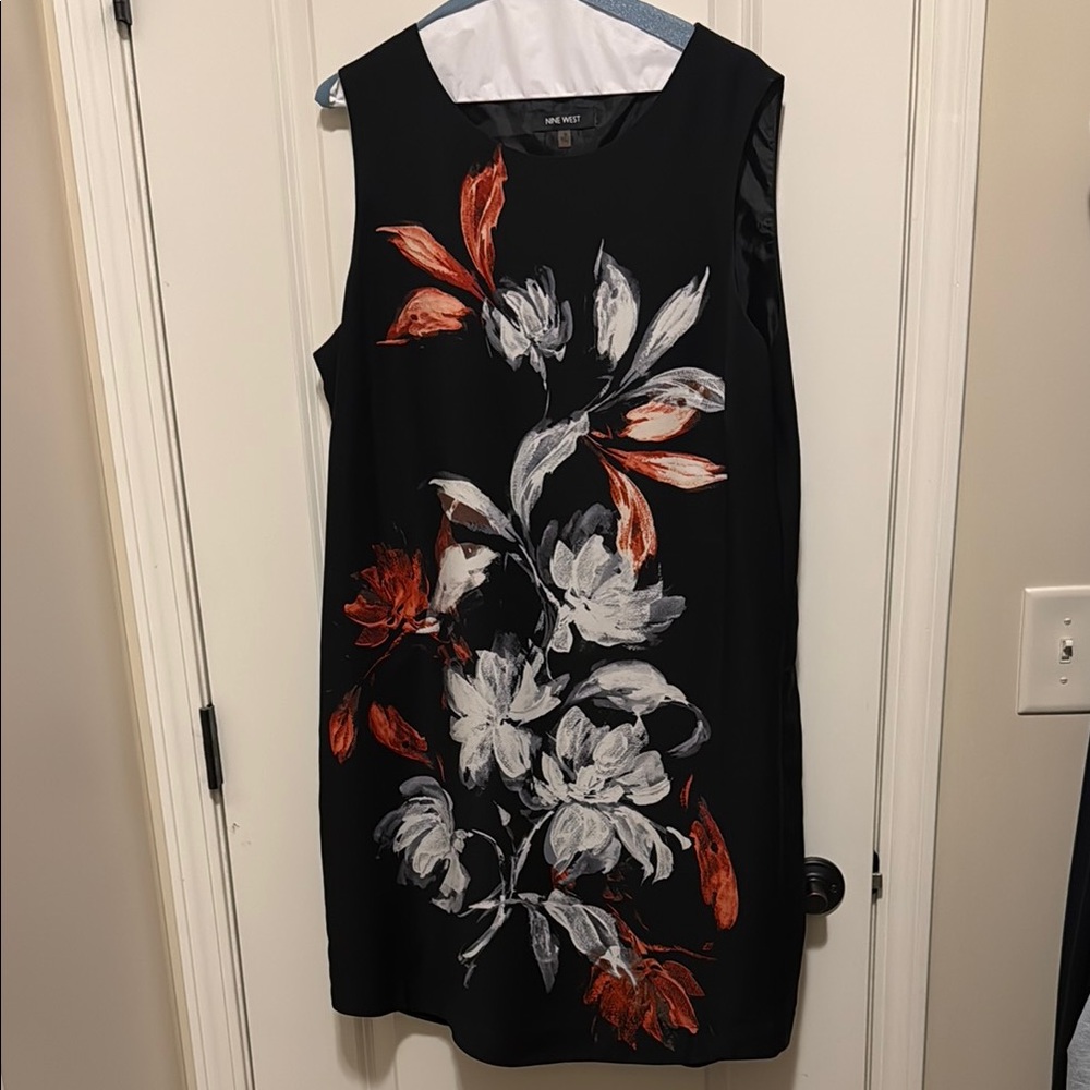 Nine West White and Orange Sheath Mini Dress